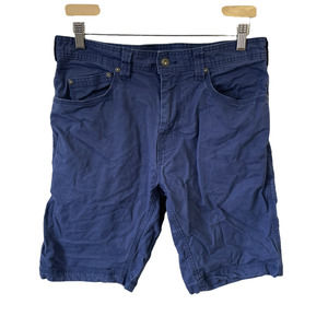 Prana Men's Size 33 Bronson Navy Cotton Canvas 5 Pocket Short 11" inseam